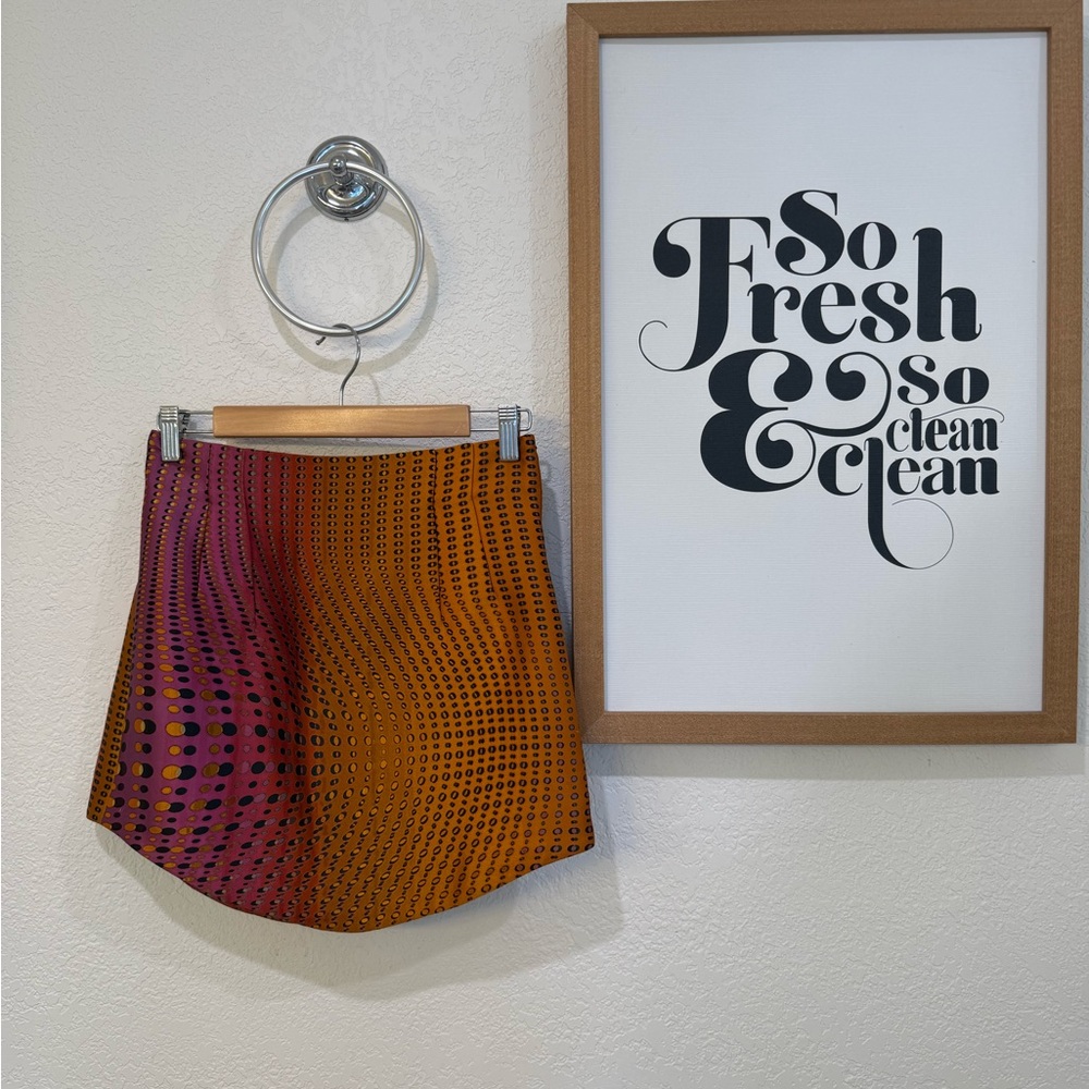 Zara Burgundy and Mustard Mini Skirt